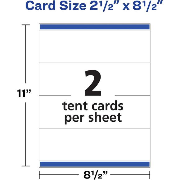 Avery 5305 Medium Embossed Tent Cards White 100 Count 2.5" X 8.5" 50 sheets - Picture 9 of 9